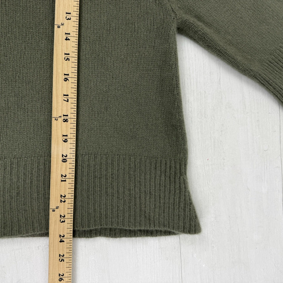 Theory Airy Wool Cashmere Turtleneck Sweater M Olive Oversize Wide Sleeve Luxury - Picture 14 of 16
